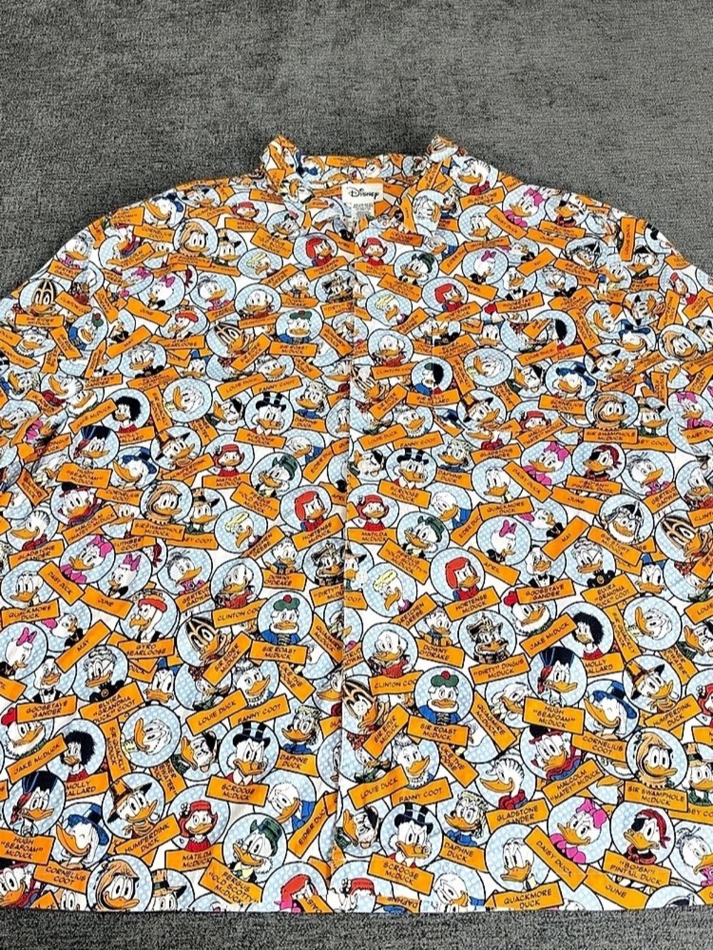Disney Ducktales Ducks Scrooge McDuck Matilda Donald Button Camp Shirt Size XL